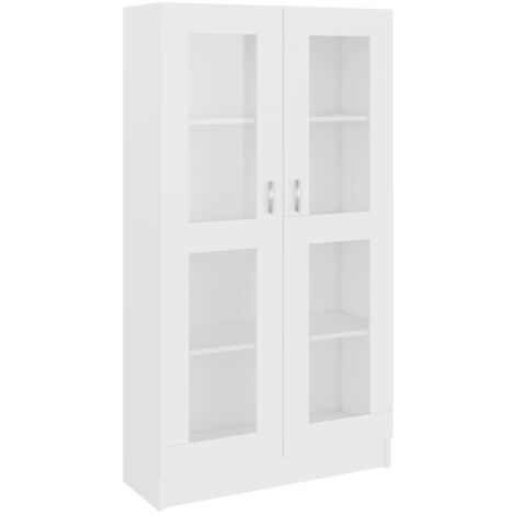INLIFE Armoire à vitrine Blanc 82,5x30,5x150 cm Aggloméré