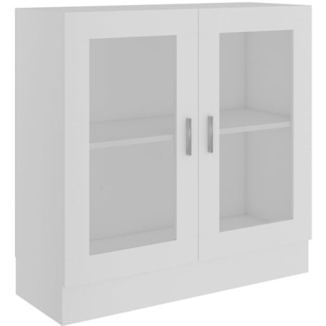 INLIFE Armoire à vitrine Blanc 82,5x30,5x80 cm Aggloméré