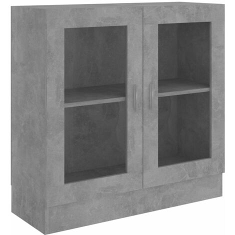 INLIFE Armoire à vitrine Gris béton 82,5x30,5x80 cm Aggloméré