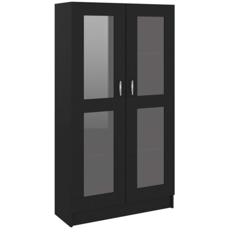 INLIFE Armoire à vitrine Noir 82,5x30,5x150 cm Aggloméré