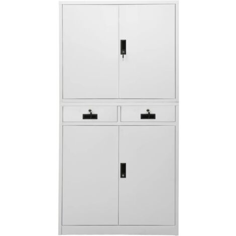 INLIFE Armoire de bureau Gris clair 90x40x180 cm Acier