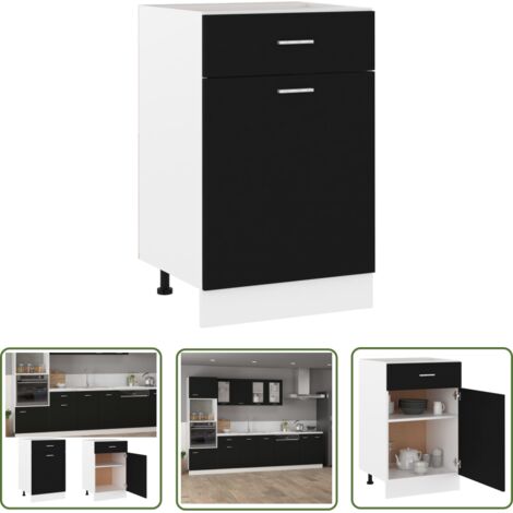 INLIFE Armoire de plancher à tiroir Noir 50x46x81,5 cm Aggloméré