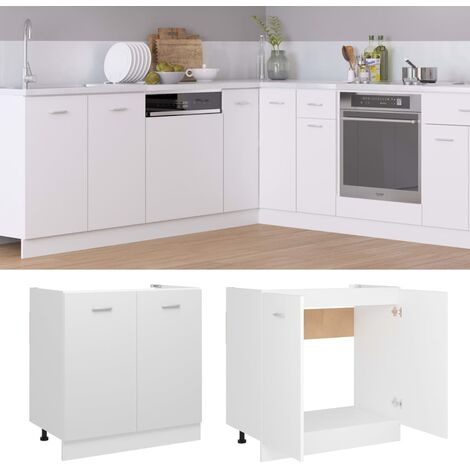 INLIFE Armoire de plancher d'évier Blanc 80x46x81,5 cm Aggloméré