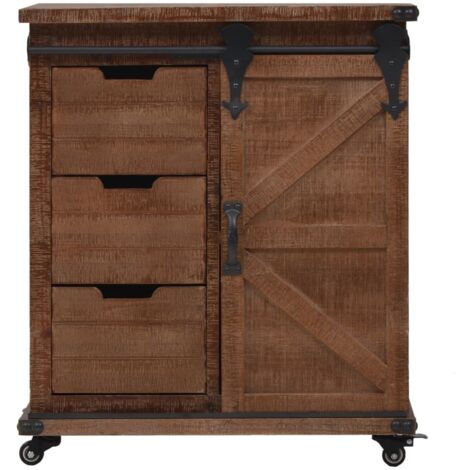 INLIFE Armoire de rangement Bois de sapin massif 64x33,5x75 cm Marron