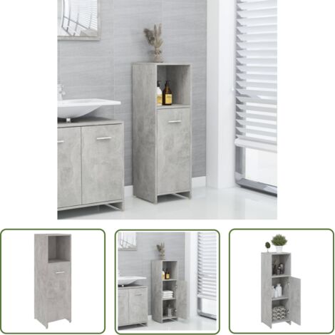 INLIFE Armoire de salle de bain Gris béton 30x30x95 cm Aggloméré