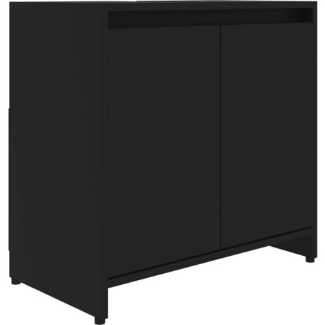INLIFE Armoire de salle de bain Noir 60x33x61 cm Aggloméré