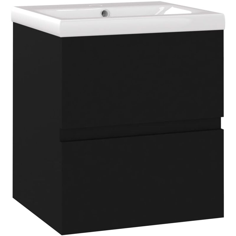 Inlife - Armoire d'évier avec lavabo intégré Noir Aggloméré
