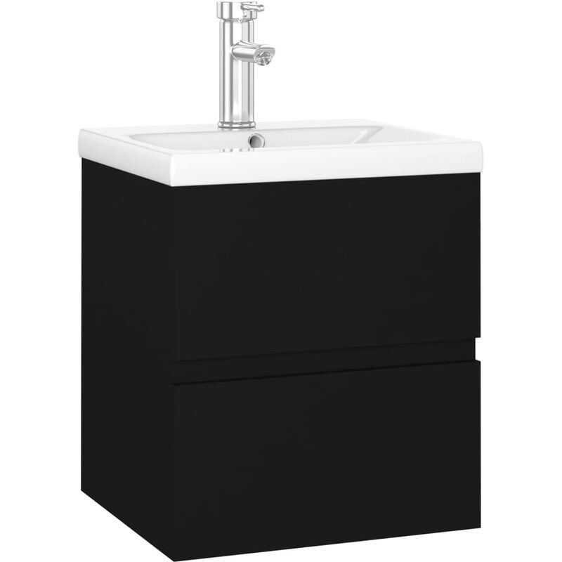 Inlife - Armoire d'évier avec lavabo intégré Noir Aggloméré
