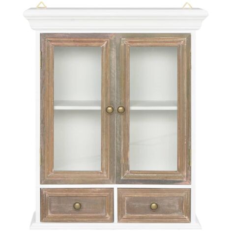 INLIFE Armoire murale Blanc 49 x 22 x 59 cm Bois massif