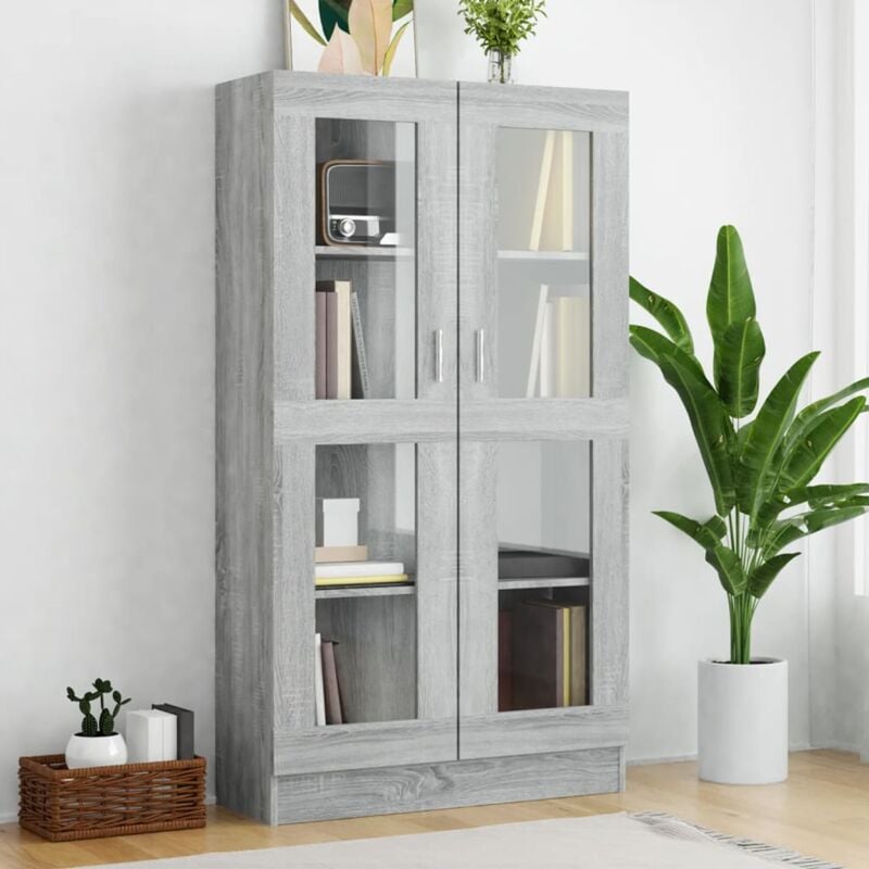 Armoire à vitrine Sonoma gris 82,5x30,5x150cm Bois d'ingénierie - Inlife