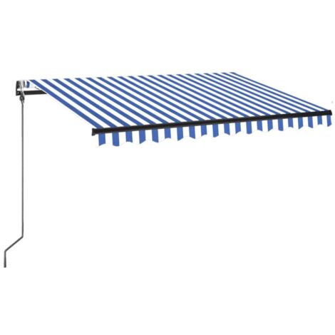 INLIFE Auvent automatique capteur de vent/LED 350x250 cm Bleu et blanc
