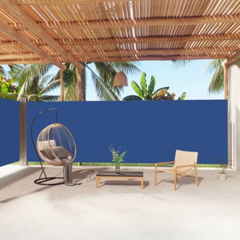 INLIFE Auvent latéral rétractable Bleu 200x1000 cm