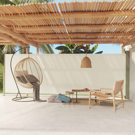 INLIFE Auvent latéral rétractable de patio 180x600 cm Crème