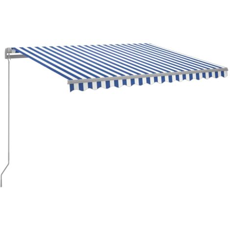 INLIFE Auvent manuel rétractable avec LED 300x250 cm Bleu et blanc