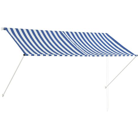 INLIFE Auvent rétractable 250x150 cm Bleu et blanc