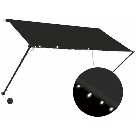 INLIFE Auvent rétractable avec LED 250x150 cm Anthracite