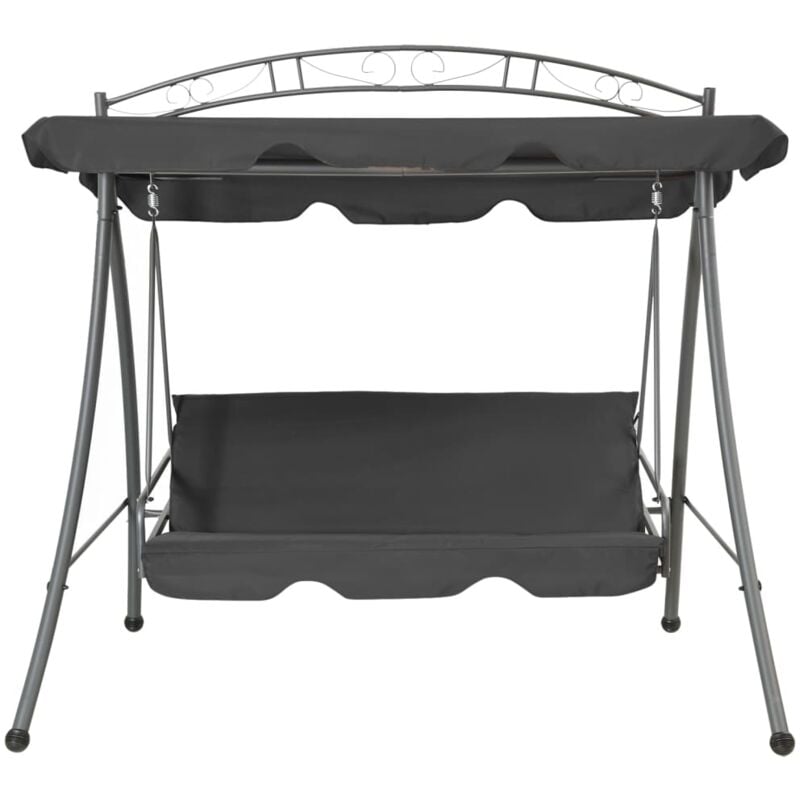 Inlife Balancelle convertible à auvent Anthracite 198x120x205 cm Acier