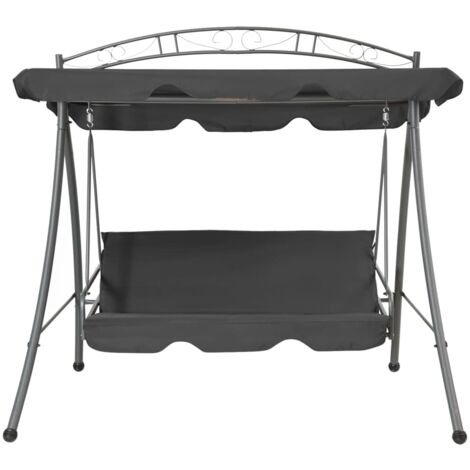 INLIFE Balancelle convertible à auvent Anthracite 198x120x205 cm Acier