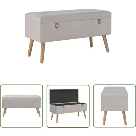 INLIFE Banc avec compartiment de rangement 80 cm Gris Velours