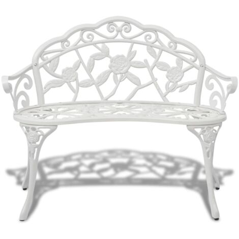 INLIFE Banc de jardin 100 cm Aluminium coulé Blanc