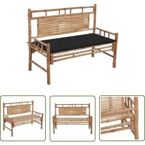 INLIFE Banc de jardin avec coussin 120 cm Bambou