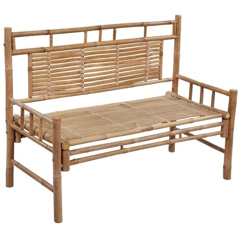 INLIFE Banc de jardin avec coussin 120 cm Bambou