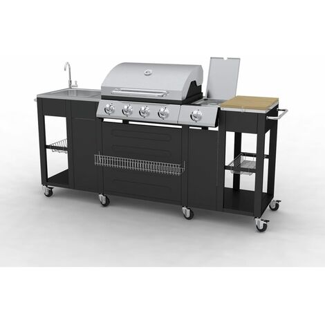 INLIFE Barbecue de cuisine d'extérieur Montana 4 brûleurs