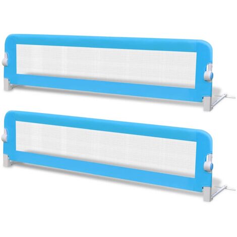 INLIFE Barrière de lit de sécurité pour tout-petits 2pcs Bleu 150x42cm