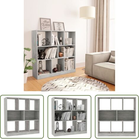 INLIFE Bibliothèque Gris béton 97,5 x 29,5 x 100 cm Aggloméré