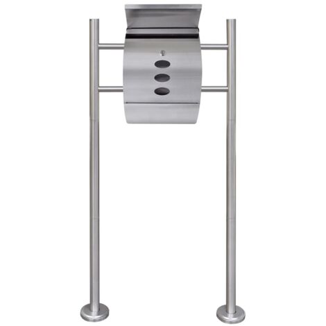 INLIFE Boîte à lettre sur support en acier inoxydable