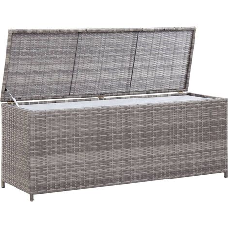 INLIFE Boîte de rangement de jardin Gris 150x50x60 cm Résine tressée