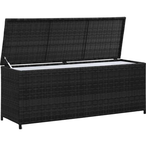 INLIFE Boîte de rangement de jardin Noir 150x50x60 cm Résine tressée
