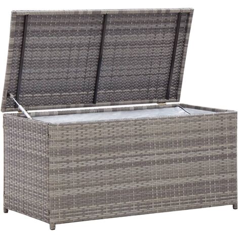INLIFE Boîte de rangement de jardin Résine tressée 100x50x50 cm Gris