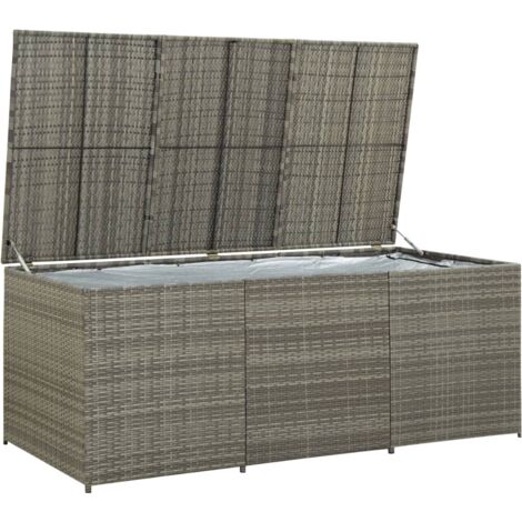 INLIFE Boîte de rangement de jardin Résine tressée 180x90x75 cm Gris