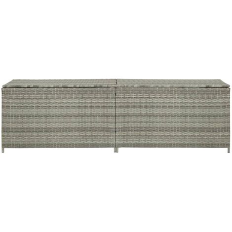 INLIFE Boîte de rangement de jardin Résine tressée 200x50x60 cm Gris