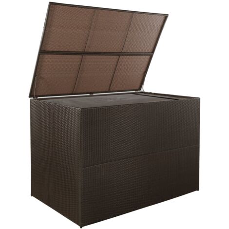 INLIFE Boîte de stockage de jardin Marron 150x100x100cm Résine tressée