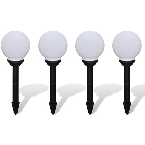 INLIFE Boule solaire extérieure d'allée 15 cm 4 pcs et piquets