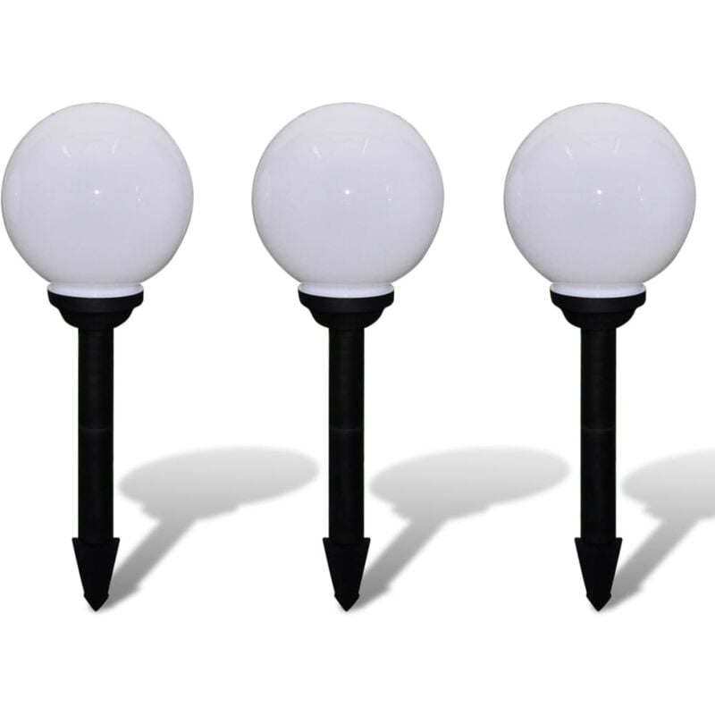 INLIFE Boule solaire à LED d'allée 20 cm 3 pcs avec piquet au sol