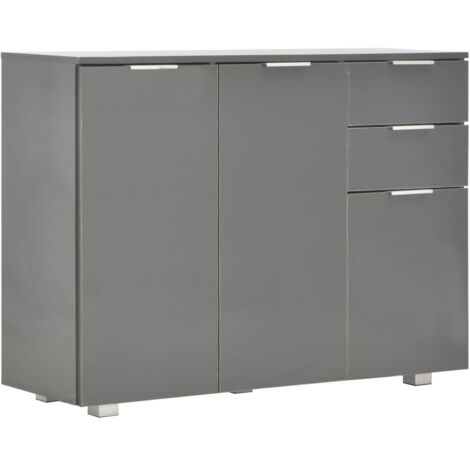 INLIFE Buffet Gris brillant 107 x 35 x 76 cm