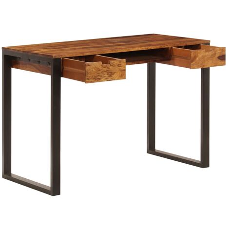 INLIFE Bureau 110x55x78 cm Bois solide de Sesham Acier