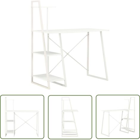 INLIFE Bureau avec étagère Blanc 102x50x117 cm