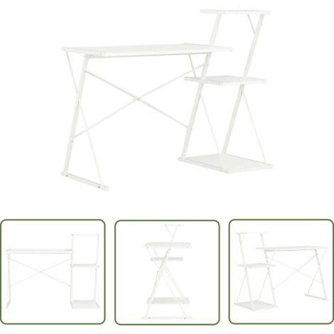 INLIFE Bureau avec étagère Blanc 116x50x93 cm