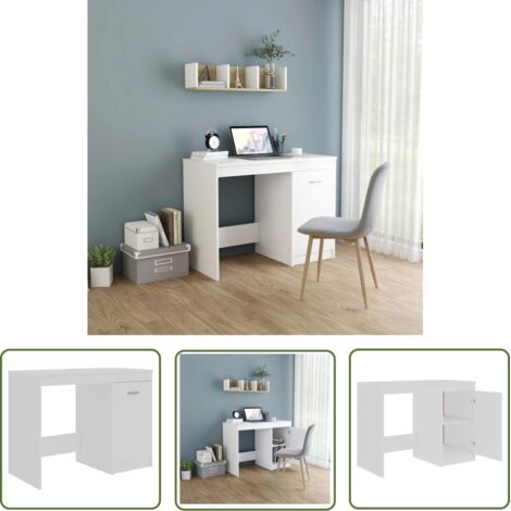 INLIFE Bureau Blanc 100x50x76 cm Aggloméré