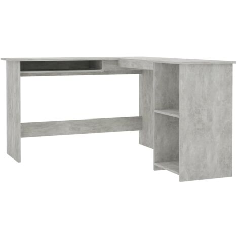 INLIFE Bureau d'angle en forme de L Gris Béton 120x140x75 cm Aggloméré