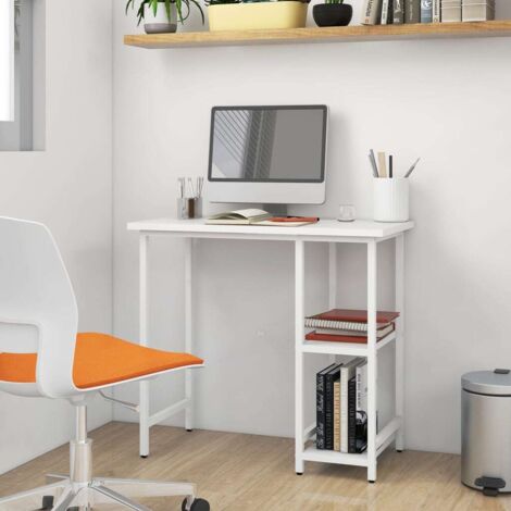 INLIFE Bureau d'ordinateur Blanc 80x40x72 cm MDF et métal