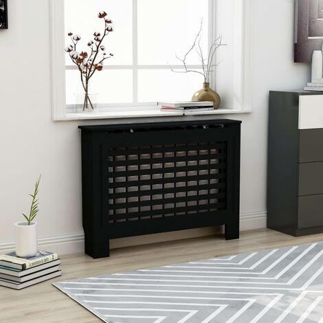 INLIFE Cache-radiateur Noir 112x19x81 cm MDF