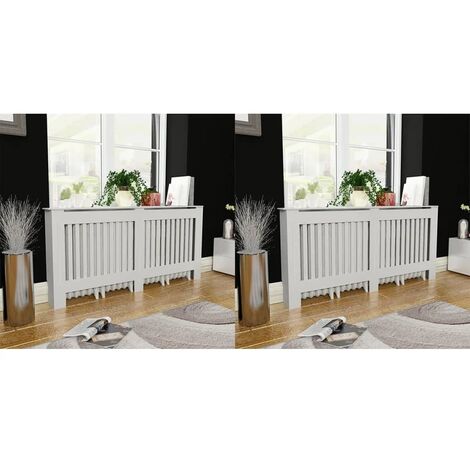 INLIFE Cache-radiateurs 2 pcs Blanc MDF 172 cm