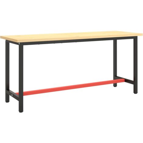INLIFE Cadre de banc de travail Noir et rouge mat 170x50x79 cm Métal