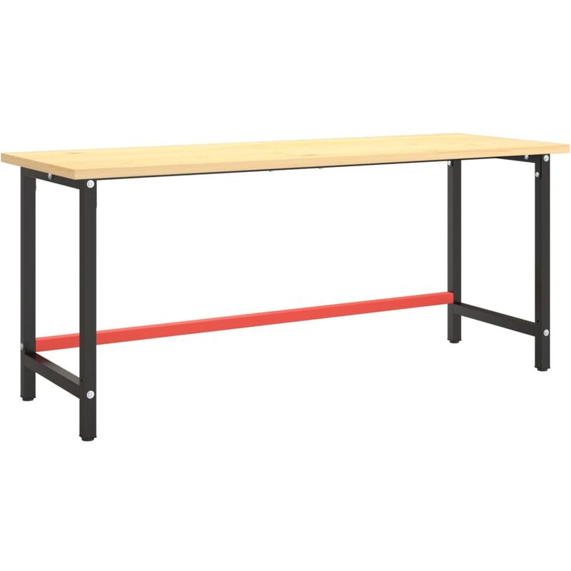 Pied d'établi Cadre de banc de travail Support Table de travail Noir et rouge mat 180x57x79 cm Métal - Inlife