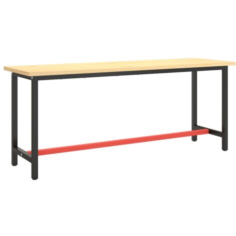 INLIFE Cadre de banc de travail Noir et rouge mat 190x50x79 cm Métal